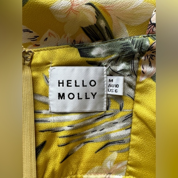 HELLO MOLLY Yellow Flora Print In The Sun Midi Dress, Size M - Picture 6 of 11
